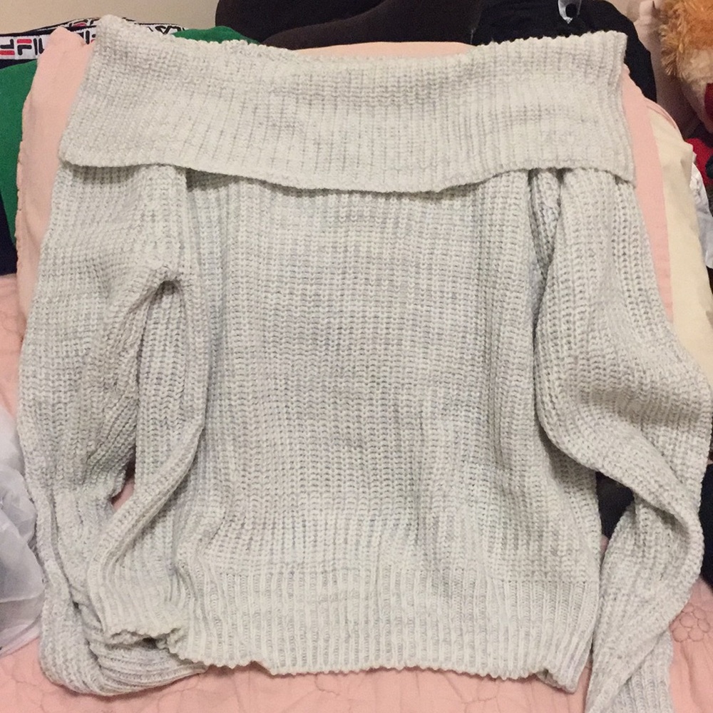 Off shoulder grey sweater